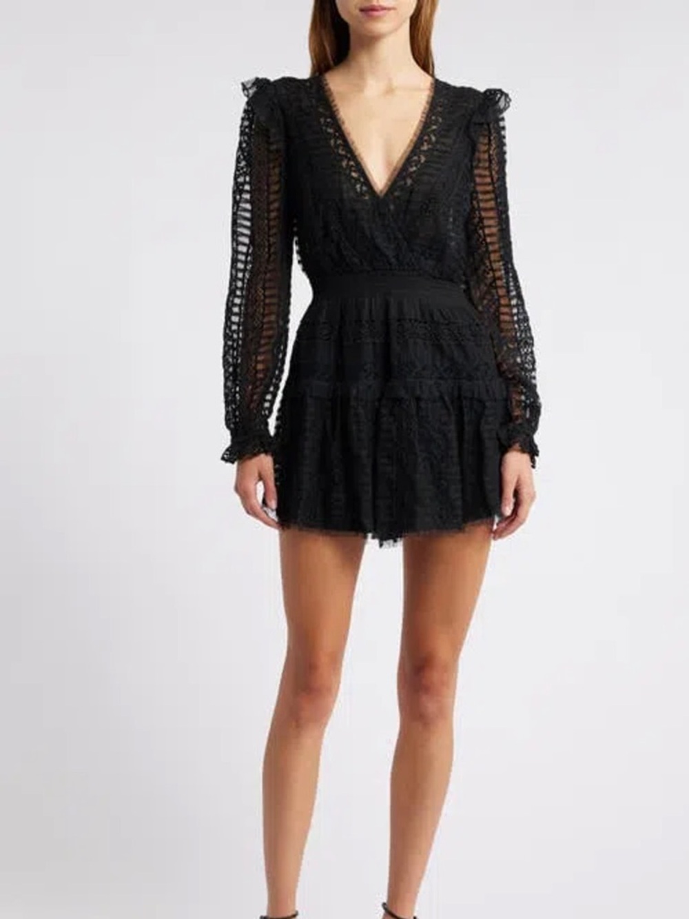 LoveShackFancy Alonsa Black Mini Dress